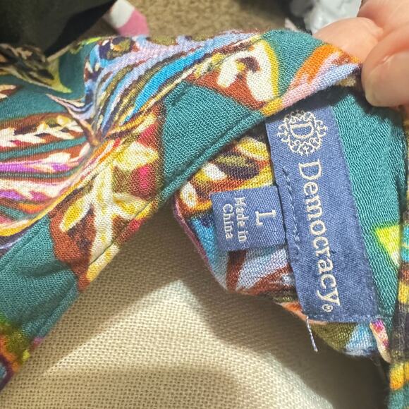 Democracy Colorful dress Midi Ruffled Sleeveless Tropical Flowy Vacation sz L - Picture 6 of 8